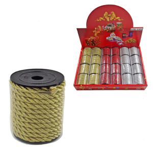 Sznurek skręcany 5mm metalizowany ZŁOTY 2,7m /31706-ZŁ