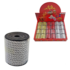 Sznurek skręcany 5mm metalizowany SREBRNY 2,7m /31706-SR