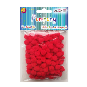 Pompony dekoracyjne 1cm/120szt CZERWONE /34812