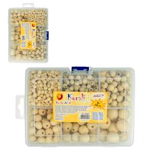Koraliki/Kulki drewniane 1105szt NATURALNE MIX 6 wielkości /58283