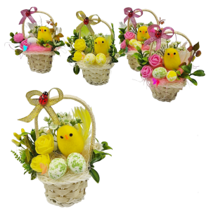 Koszyczek wielkanocny MINI 12cm - zdobiony MIX kolor. /94048