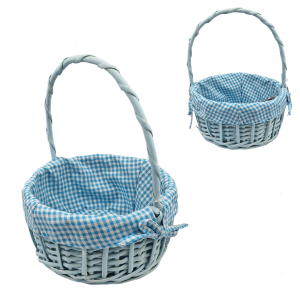 Koszyk wiklinowy OKRĄGŁY pastelowy NIEBIESKI 30cm /11823N
