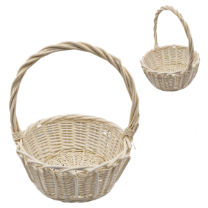Koszyk wiklinowy OKRĄGŁY bielony 32cm /35676-L