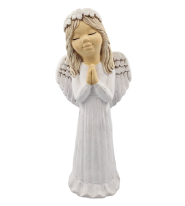 Figurka ceramiczna ANIOŁ 37cm "MILENA z wianuszkiem" biały /03888-B