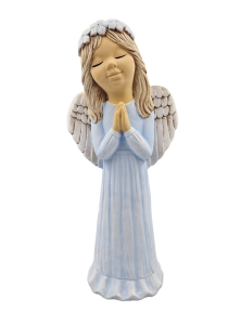 Figurka ceramiczna ANIOŁ 38cm "MILENA z wianuszkiem" niebieski /03888-NP