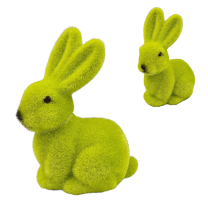 Królik / Zając flokowany 16cm LIMONKOWY /60899