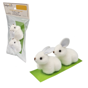 Króliczki ZAJĄCZKI 5cm flokowane BIAŁE 2szt /57585