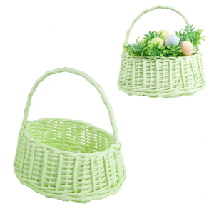 Koszyk wiklinowy ZIELONY pastelowy 26cm /13050-G