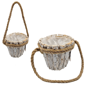 Osłonka naturalna okrągła 15x16cm wisząca KORA bielona /77503
