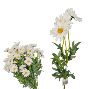 Kwiat MARGARETKA biała - gałązka 3 kwiaty - 51cm /50261