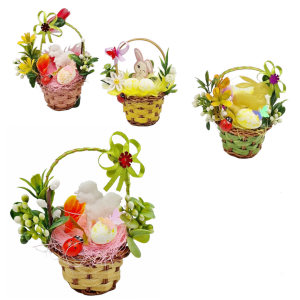 Koszyczek wielkanocny MINI 10cm - zdobiony MIX kolor. /84047-10