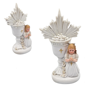 Figurka ceramiczna - komunia KIELICH DZIEWCZYNKA 15cm /34593-DZ