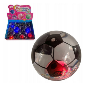 Piłka kauczukowa 6,5cm z wodą SWIECĄCA piłeczka LED /65494