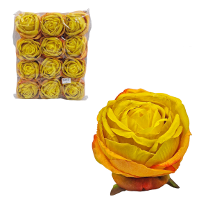 Kwiat sztuczny RÓŻA 8cm główka żółta pastel /76857-1