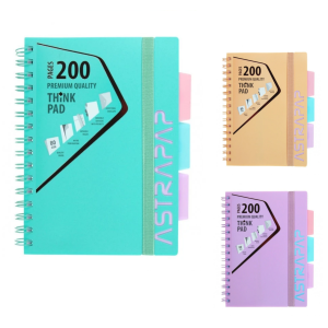 Kołozeszyt PP PASTEL Astrapap A5/100k. w kratkę - 3 przekładki /95704
