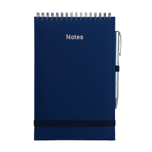 Notes A5/160k. pionowy na spirali z gumką GRANATOWY w linię /48025