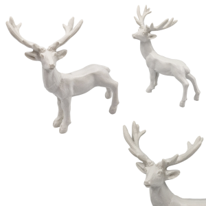 Figurka ceramiczna JELEŃ stojący 15cm biały /76011