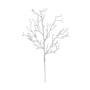 Gałązka ozdobna świąteczna brokatowa SREBRNA 30cm /43461