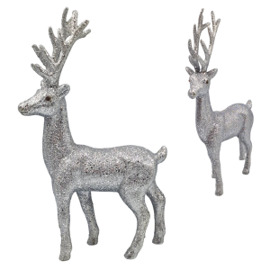 Renifer brokatowy JELEŃ 29cm -srebrny- /23641