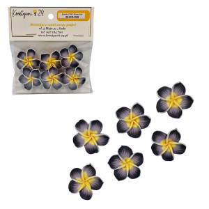 Kwiatki FIMO 30mm CZARNE 6szt koraliki z masy termoutwardzalnej /26140-25