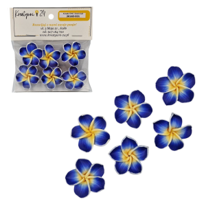 Kwiatki FIMO 30mm GRANATOWE 6szt koraliki z masy termoutwardzalnej /26140-21