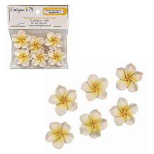 Kwiatki FIMO 30mm BIAŁE 6szt koraliki z masy termoutwardzalnej /26140-13