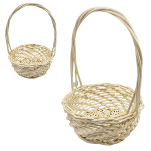 Koszyk wiklinowy okrągły 33cm KREMOWY /26574