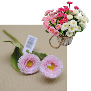 Stokrotki różowe jasne - gałązka 2 kwiaty - 23cm /43474-LPN
