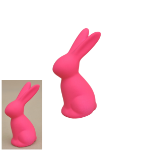 Królik ceramiczny ZAJĄC 9cm RÓŻOWY gumowany /96239