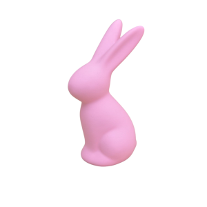 Królik ceramiczny ZAJĄC 13cm RÓŻOWY JASNY gumowany /96338