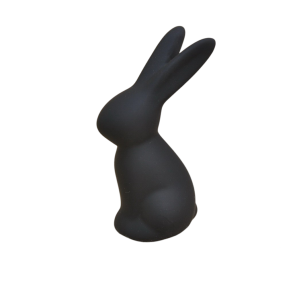 Królik ceramiczny ZAJĄC 13cm CZARNY gumowany /96369