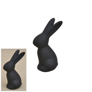 Królik ceramiczny ZAJĄC 9cm CZARNY gumowany /96291