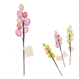 Gałązka wielkanocna z jajkami 25cm różowo-kremowa /02190-PC