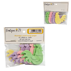 Koguciki / Koguty drewniane pastelowe 6szt 5cm /68200