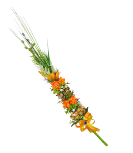 PALMA wielkanocna (rękodzieło) POMARAŃCZOWA 64cm /41095-OR-BR
