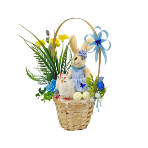 Koszyczek wielkanocny 26cm z KRÓLIKIEM - DZIEWCZYNKA niebieski /29001