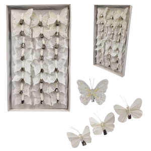 Motylek ozdobny 4cm na klipsie BIAŁY /98467