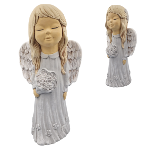 Figurka ceramiczna ANIOŁ 42cm "Nela" z bukietem /23909-PSZ