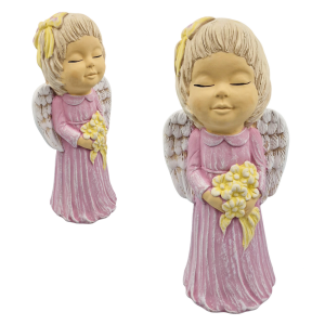 Figurka ceramiczna ANIOŁ 34cm "Emilka" z bukietem /23862-PBRD