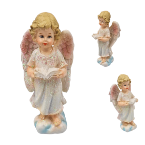 Figurka ceramiczna ANIOŁ stojący 12cm z brokatem /54935-K