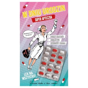 Karnet W DNIU URODZIN - super apteczka - różowy TAB-09 /99524-91177