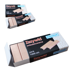 Zszywki biurowe 24/6mm miedziowane 1000szt /0469/0483