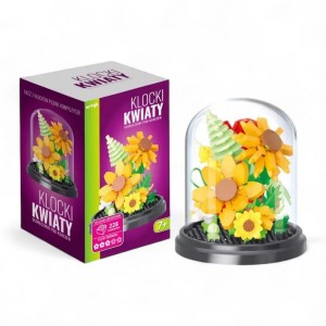 Klocki konstrukcyjne kwiaty SŁONECZNIKI pod kloszem 228 el. /37013