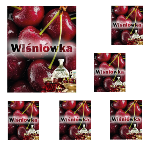 Etykiety naklejki na butelkę NALEWKA WIŚNIÓWKA 6szt /99876-WS
