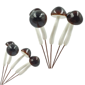 Grzybki dekoracyjne 9cm BRĄZOWE na druciku 5szt /31688