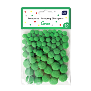 Pompony kreatywne MIX/80szt ZIELONE /76602