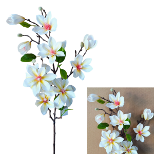 Magnolia biało-żółta - gałązka 78cm 9 kwiatów /30978BŻ