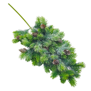 Gałązka ozdobna ŚWIERK z szyszkami 62cm /30386