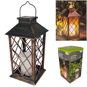  Lampion solarny LED latarenka 28cm CZARNO-MIEDZIANA /JMD-7021