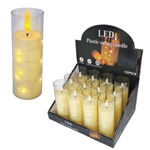 Świeca LED 15cm z ruchomym płomieniem i świecącym drucikiem /SYJ24104-4459